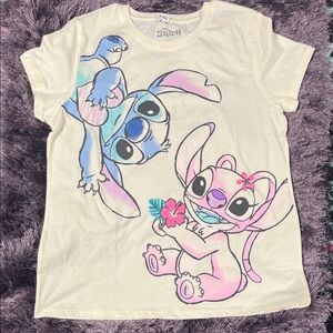 Bundle of Two Graphic Tees Disney Stitch & Angel Kids T-Shirt - Cream and Blue